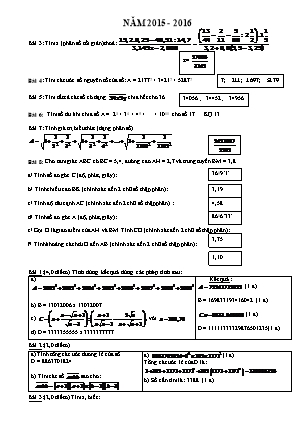 Bộ đề thi chọn học sinh giỏi huyện giải Toán trên máy tính cầm tay Lớp 9