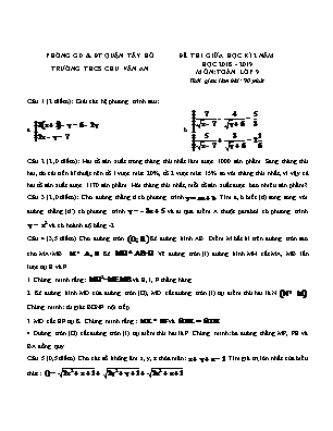 Bộ đề thi giữa học kì 2 môn Toán Lớp 9 - Năm học 2018-2019 - Trường THCS Chu Văn An