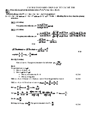 Các bài toán khó Đại số 9 chọn lọc từ các đề thi