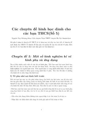 Các chuyên đề hình học dành cho các bạn THCS - Chuyên đề 5: Một số kinh nghiệm kẻ vẽ hình phụ và ứng dụng