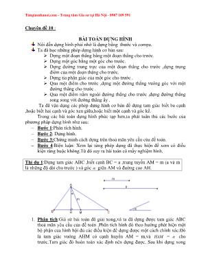 Các chuyên đề ôn thi vào Lớp 10 môn Toán - Chuyên đề 10: Bài toán dựng hình