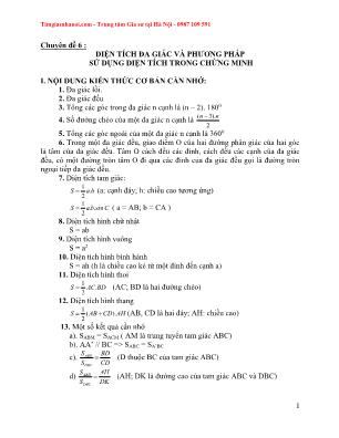 Các chuyên đề ôn thi vào Lớp 10 môn Toán - Chuyên đề 6: Diện tích đa giác và phương pháp sử dụng diện tích trong chứng minh