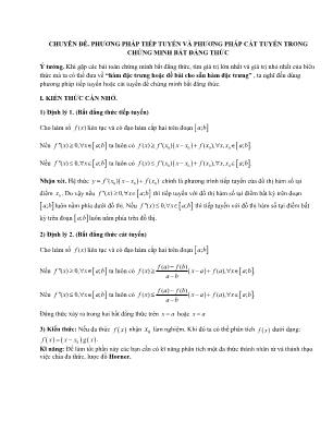 Chuyên đề Toán 9: Phương pháp tiếp tuyến và phương pháp cát tuyến trong chứng minh bất đẳng thức