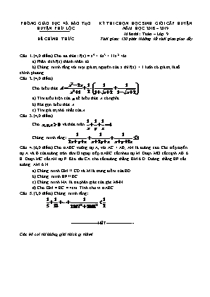 Đề chọn học sinh giỏi cấp huyện môn Toán Lớp 9 - Năm học 2018-2019 - Phòng giáo dục và đào tạo Phú Lộc