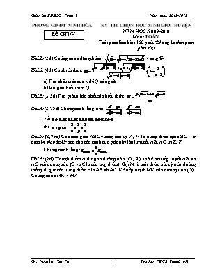 Đề chọn học sinh giỏi huyện môn Toán Lớp 9 - Năm học 2009-2010 - Phòng giáo dục và đào tạo Ninh Hòa (Có đáp án)