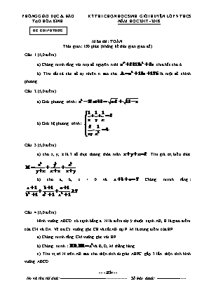 Đề chọn học sinh giỏi huyện môn Toán Lớp 9 - Năm học 2017-2018 - Phòng giáo dục và đào tạo Hòa Bình