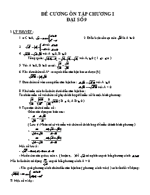Đề cương ôn tập Chương I môn Đại số 9