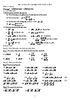 Đề cương ôn tập học kỳ 1 môn Toán Khối 9
