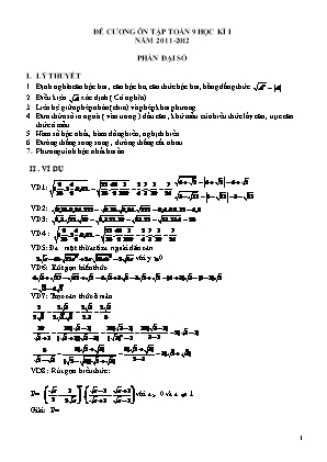 Đề cương ôn tập học kỳ I môn Toán 9 - Năm 2011-2012