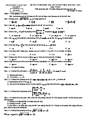 Đề dự bị thi tuyển sinh vào Lớp 10 THPT môn Toán - Năm học 2013-2014 - Sở giáo dục và đào tạo Nam Định