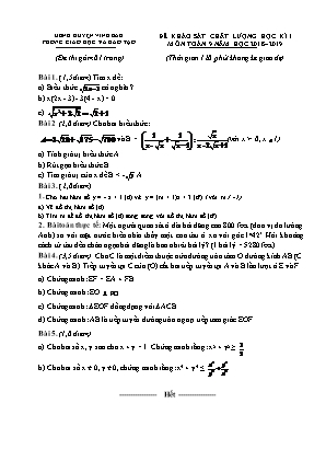 Đề khảo sát chất lượng học kì I môn Toán Lớp 9 - Năm học 2018-2019 - Phòng giáo dục và đào tạo Vĩnh Bảo (Có đáp án)
