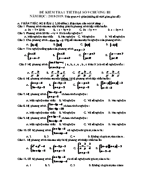 Đề kiểm tra 1 tiết Chương 3 môn Đại số Lớp 9