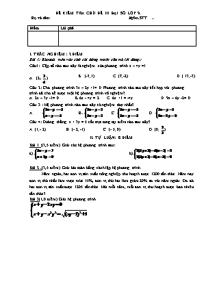 Đề kiểm tra Chương III môn Đại số Lớp 9
