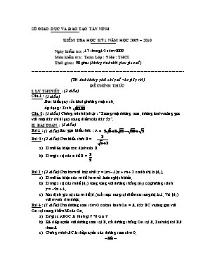 Đề kiểm tra học kỳ I môn Toán Lớp 9 - Năm học 2009-2010 - Sở giáo dục và đào tạo Tây Ninh