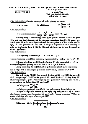 Đề ôn tập thi tuyển sinh vào Lớp 10 môn Toán - Đề 5 - Năm học 2018-2019 - Trường THCS Ngô Quyền