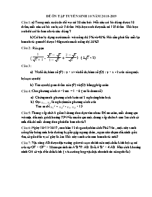 Đề ôn tập tuyển sinh vào Lớp 10 môn Toán - Năm học 2018-2019