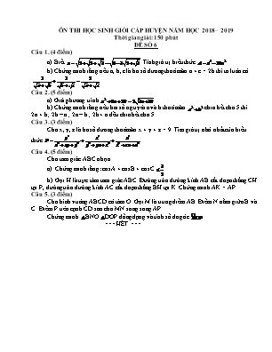 Đề ôn thi học sinh giỏi cấp huyện môn Toán Lớp 9 - Đề số 6 - Năm học 2018-2019