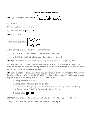 Đề ôn thi tuyển sinh vào Lớp 10 môn Toán