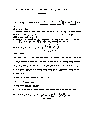 Đề ôn thi tuyển sinh vào Lớp 10 THPT môn Toán - Năm học 2017 – 2018