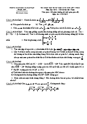 Đề thi chọn đội tuyển học sinh giỏi cấp tỉnh môn Toán Lớp 9 - Năm học 2012-2013 - Phòng GD & ĐT Triệu Sơn (Có đáp án)
