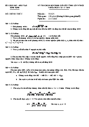 Đề thi chọn học sinh giỏi cấp tỉnh môn Toán Lớp 9 - Năm học 2009-2010 - Sở giáo dục và đào tạo Bình Định