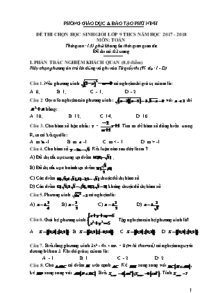 Đề thi chọn học sinh giỏi môn Toán Lớp 9 - Năm học 2017-2018 - Phòng GD & ĐT Phù Ninh (Có đáp án)