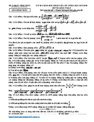 Đề thi chọn học sinh giỏi môn Toán Lớp 9 - Năm học 2017-2018 - Sở GD & ĐT Vĩnh Phúc (Có đáp án)