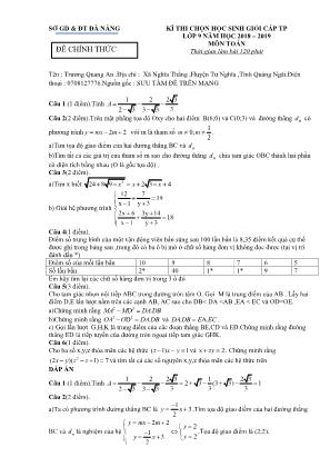Đề thi chọn học sinh giỏi thành phố môn Toán Lớp 9 - Năm học 2018-2019 - Sở giáo dục và đào tạo Đà Nẵng