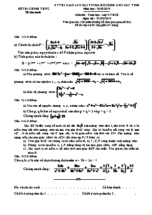 Đề thi giao lưu đội tuyển học sinh giỏi cấp tỉnh môn Toán Lớp 9 - Năm học 2018-2019 (Có đáp án)