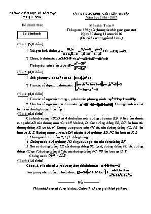 Đề thi học sinh giỏi cấp huyện môn Toán Lớp 9 - Năm học 2016-2017 - Phòng giáo dục và đào tạo Triệu Sơn (Có đáp án)
