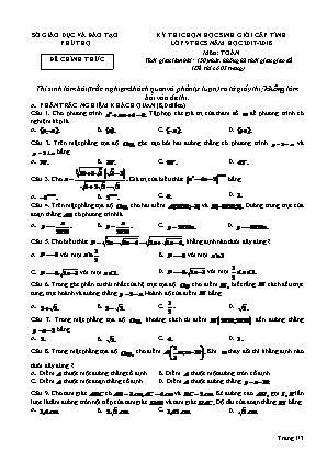 Đề thi học sinh giỏi cấp tỉnh môn Toán Lớp 9 - Năm học 2017-2018 - Sở giáo dục và đào tạo Phú Thọ (Có đáp án)