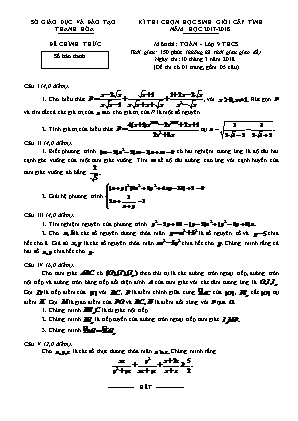 Đề thi học sinh giỏi cấp tỉnh môn Toán Lớp 9 - Năm học 2017-2018 - Sở giáo dục và đào tạo Thanh Hóa (Có đáp án)
