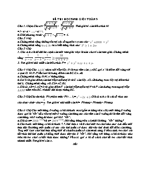 Đề thi học sinh giỏi môn Toán 9 (Có đáp án)