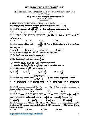Đề thi học sinh giỏi môn Toán Lớp 9 - Năm học 2017-2018 - Phòng GD & ĐT Phù Ninh (Có đáp án)