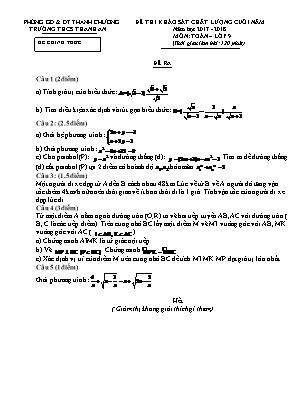 Đề thi khảo sát chất lượng cuối năm môn Toán Lớp 9 - Năm học 2017-2018 - Trường THCS Thanh An (Có đáp án)