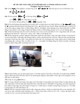 Đề thi thử toán thực tế tuyển sinh Lớp 10 - Năm học 2018-2019 - Sở giáo dục và đào tạo thành phố Hồ Chí Minh