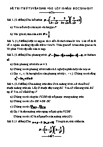 Đề thi thử tuyển sinh vào Lớp 10 môn Toán - Năm học 2016-2017