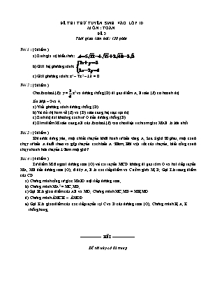 Đề thi thử tuyển sinh vào Lớp 10 THPT môn Toán - Đề 3 (Có đáp án)