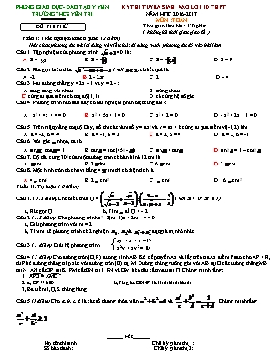 Đề thi thử vào Lớp 10 môn Toán - Năm học 2016-2017 - Trường THCS Yên Trị (Có đáp án)