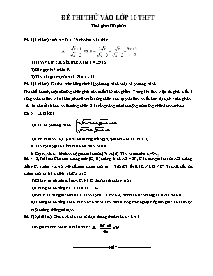 Đề thi thử vào Lớp 10 THPT môn Toán (Có đáp án chi tiết)