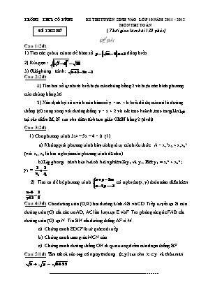 Đề thi thử vào Lớp 10 THPT môn Toán - Năm học 2011-2012 - Trường THCS Cổ Dũng