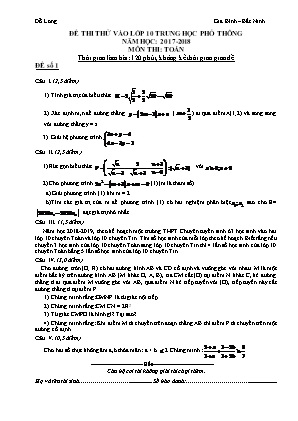 Đề thi thử vào Lớp 10 THPT môn Toán - Năm học 2017-2018 - Đỗ Long (Có đáp án)
