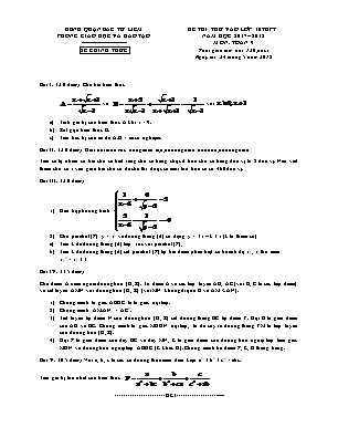 Đề thi thử vào Lớp 10 THPT môn Toán - Năm học 2017-2018 - Phòng giáo dục và đào tạo Bắc Từ Liêm