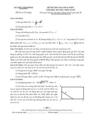 Đề thi thử vào Lớp 10 THPT môn Toán - Năm học 2017-2018 - Sở giáo dục và đào tạo Ninh Bình