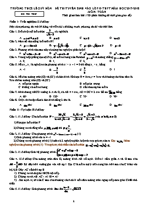 Đề thi thử vào Lớp 10 THPT môn Toán - Năm học 2017-2018 - Trường THCS Lê Quý Đôn (Có đáp án)