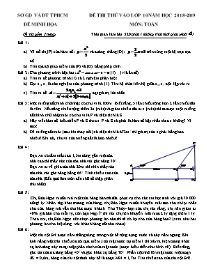 Đề thi thử vào Lớp 10 THPT môn Toán - Năm học 2018-2019 - Sở giáo dục và đào tạo thành phố Hồ Chí Minh