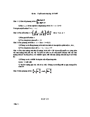 Đề thi thử vào Lớp 10 trung học phổ thông môn Toán (Có đáp án)
