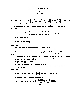 Đề thi tuyển sinh Lớp 10 môn Toán - Năm học 2017 – 2018