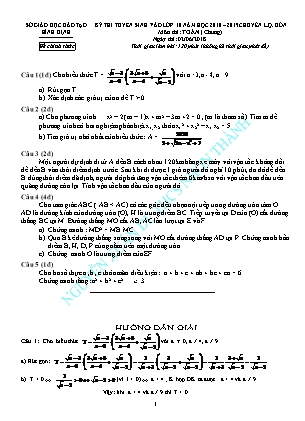 Đề thi tuyển sinh vào Lớp 10 THPT chuyên Lê Quý Đôn môn Toán (Chung) - Năm học 2018-2019 - Sở giáo dục và đào tạo Bình Định (Có đáp án)