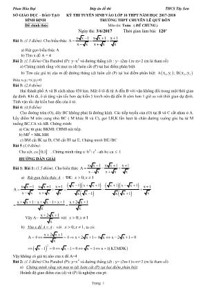 Đề thi tuyển sinh vào Lớp 10 THPT chuyên Lê Quý Đôn môn Toán - Năm học 2017-2018 - Sở giáo dục và đào tạo Bình Định (Có đáp án)